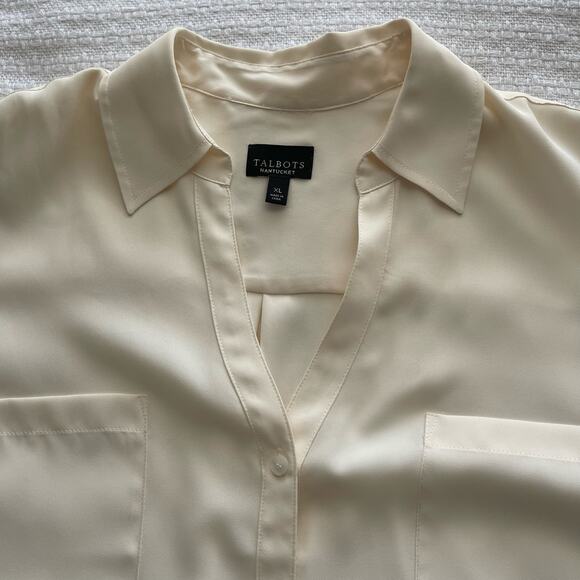 XL Talbots Nantucket Cream Sleeveless Button-Down Blouse - Picture 3 of 6